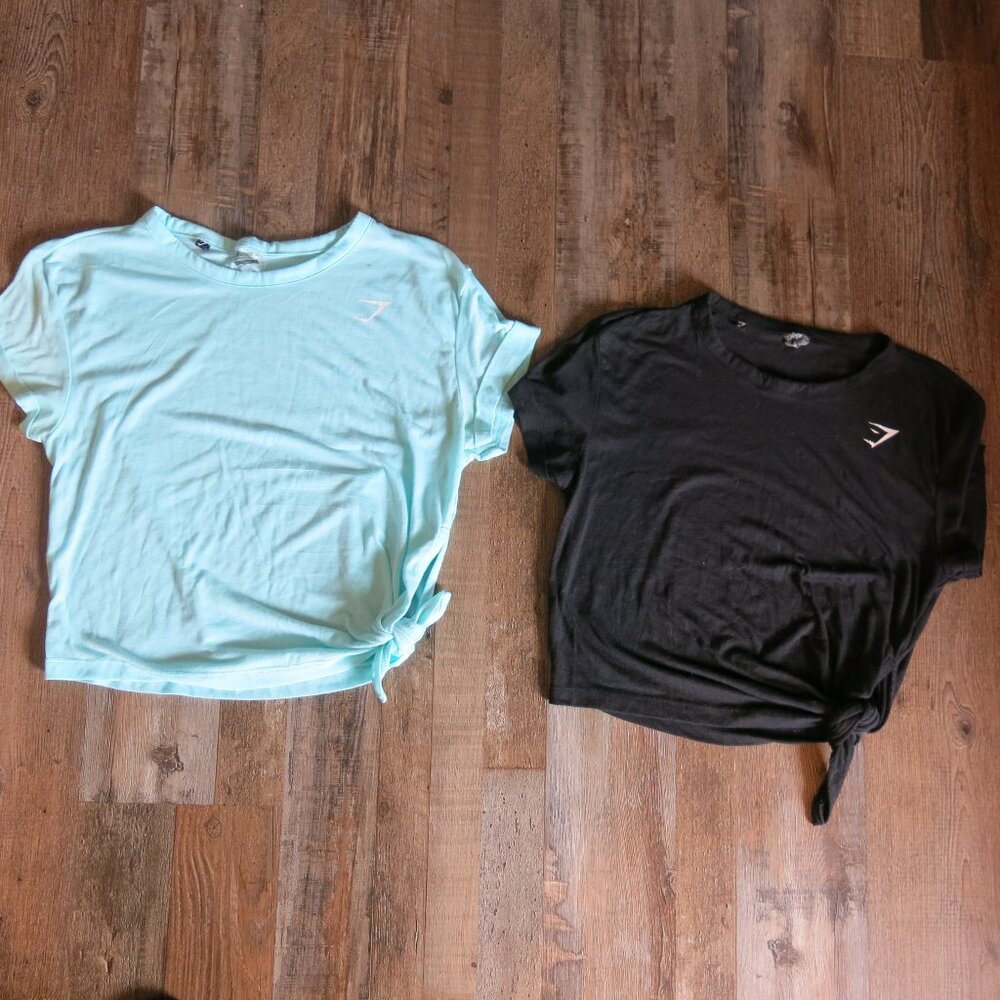Gymshark Asymmetrical Side Tie Essential Athletic T-Shirts 2 Bundle